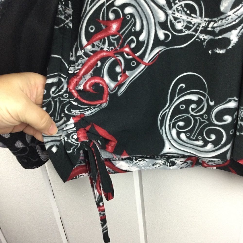 Kaktus Black‎ Graphic Jacket (M) & Matching Cinch Side Blouse (L), Vintage Set - Picture 7 of 14